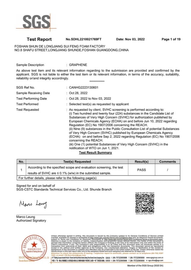 REACH SVHC certificate